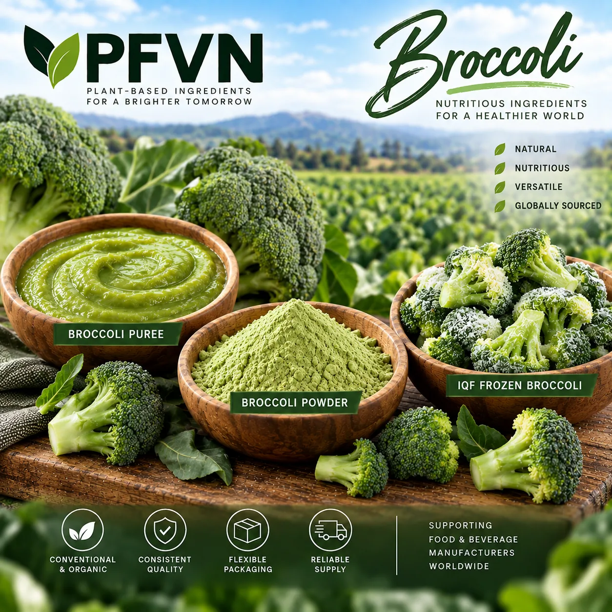 Broccoli iqf frozen for industrial manufacturing